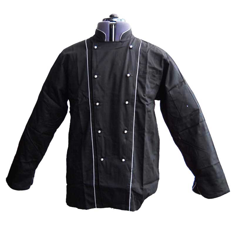 Casacca da cuoco in cotone nera. Personalizzabile con il tuo logo