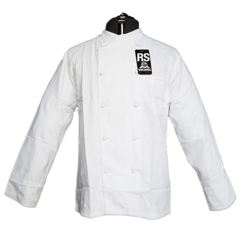 Esclusiva giacca e pantalone da cucina bianchi sale e pepe con cappello. Personalizzabile con il tuo logo