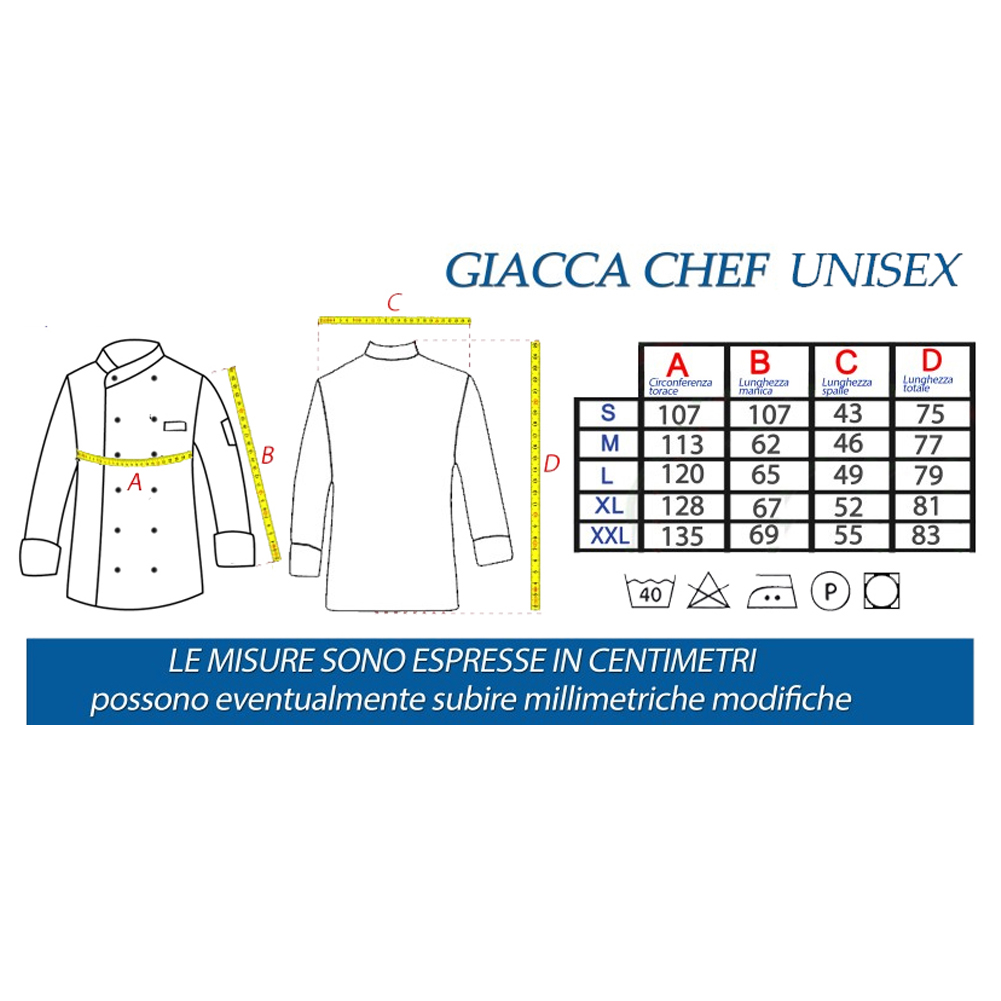 Giacca da cuoco nera con tricolore italiano. Personalizzabile con il tuo logo