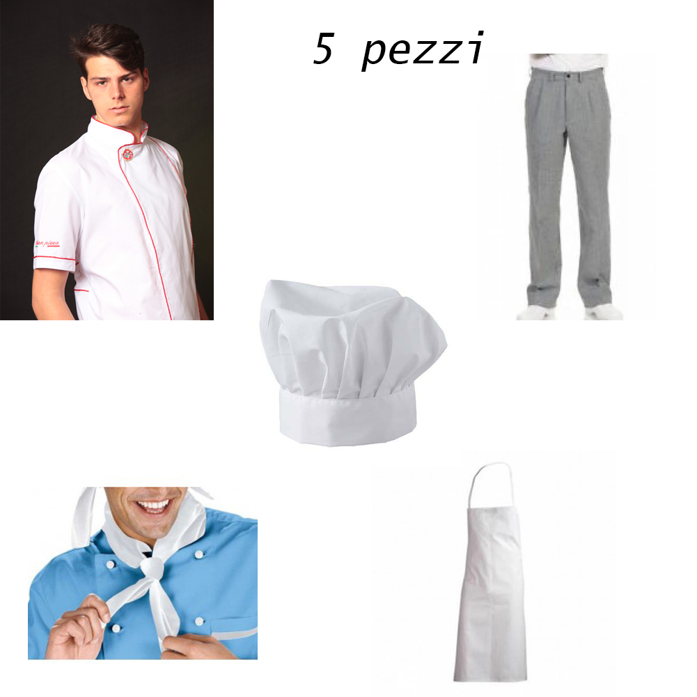 Esclusiva giacca da pizzaiolo ideale per pizzerie e rosticcerie disponibile in lotto da 5 pezzi. Personalizzabile con il tuo logo