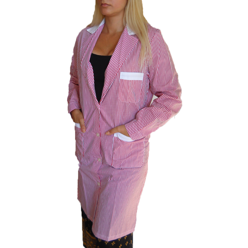 Camice da maestra in cotone a righe. Personalizzabile con il tuo logo