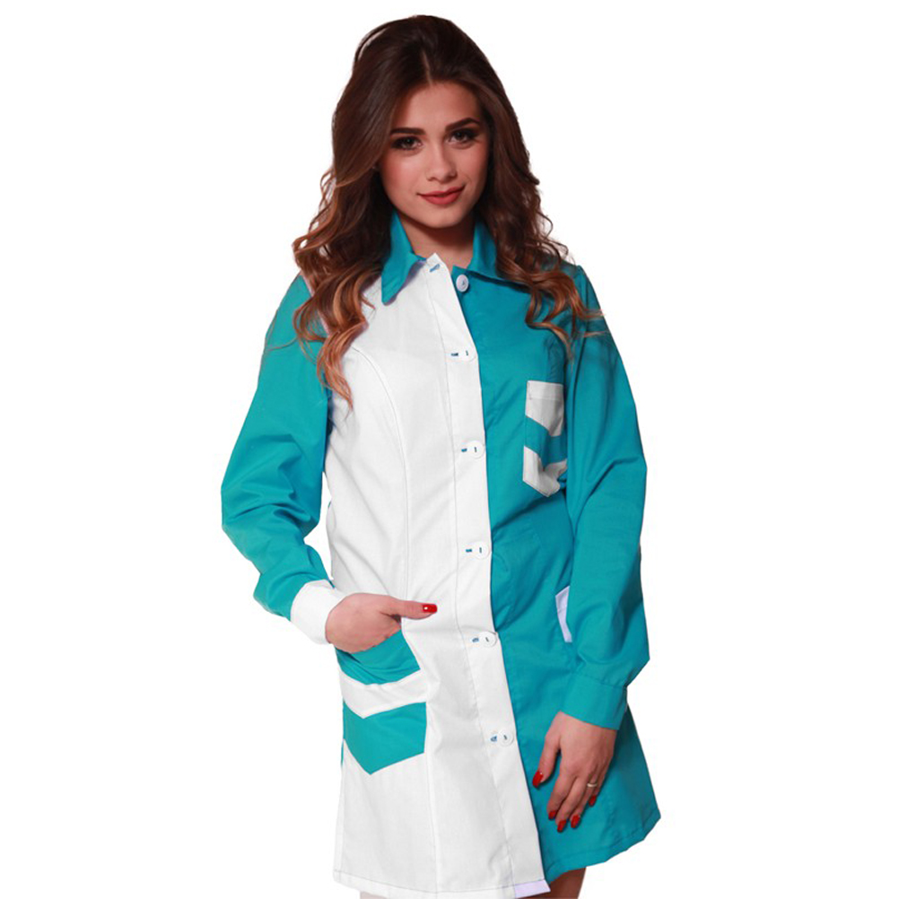 Camice da donna bicolore per pulizie. Personalizzabile con il tuo logo