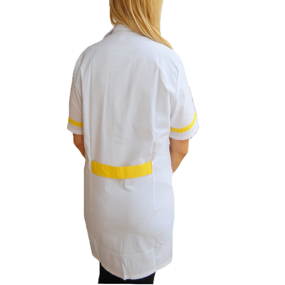Abrigo blanco de mujer en algodón ligero. Personalizable con su logotipo