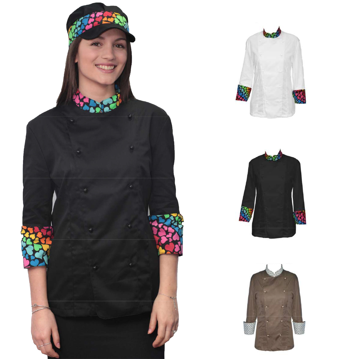 Giacca da lavoro per donna chef. Personalizzabile con il tuo logo