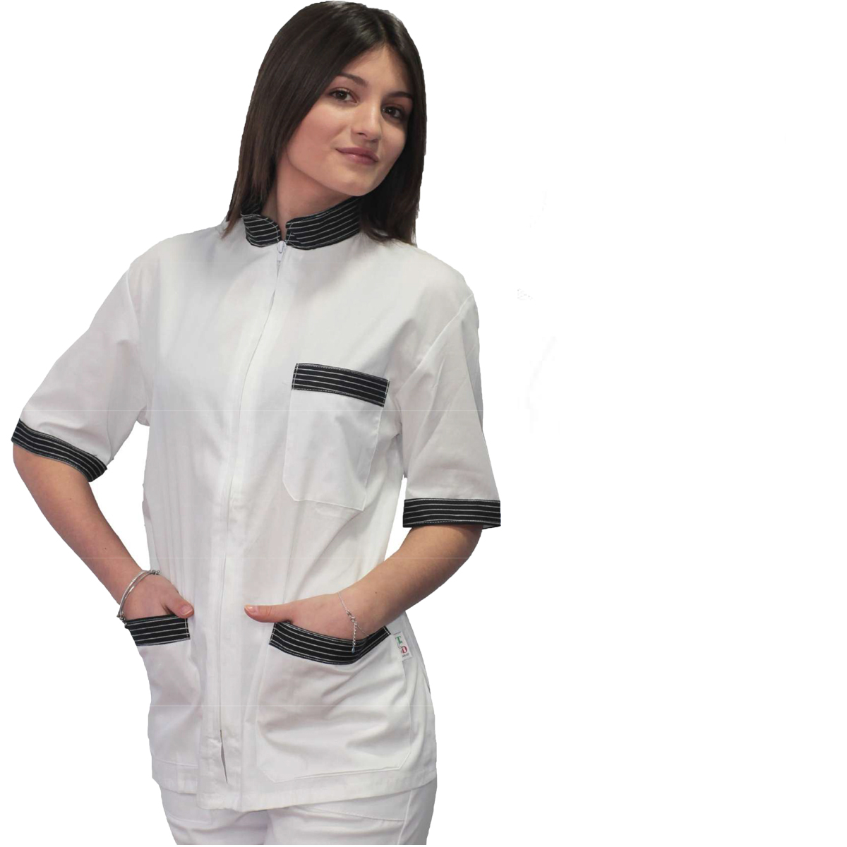 Casacca Chef Donna con Zip e Mezze Maniche. Personalizzabile con il tuo Logo