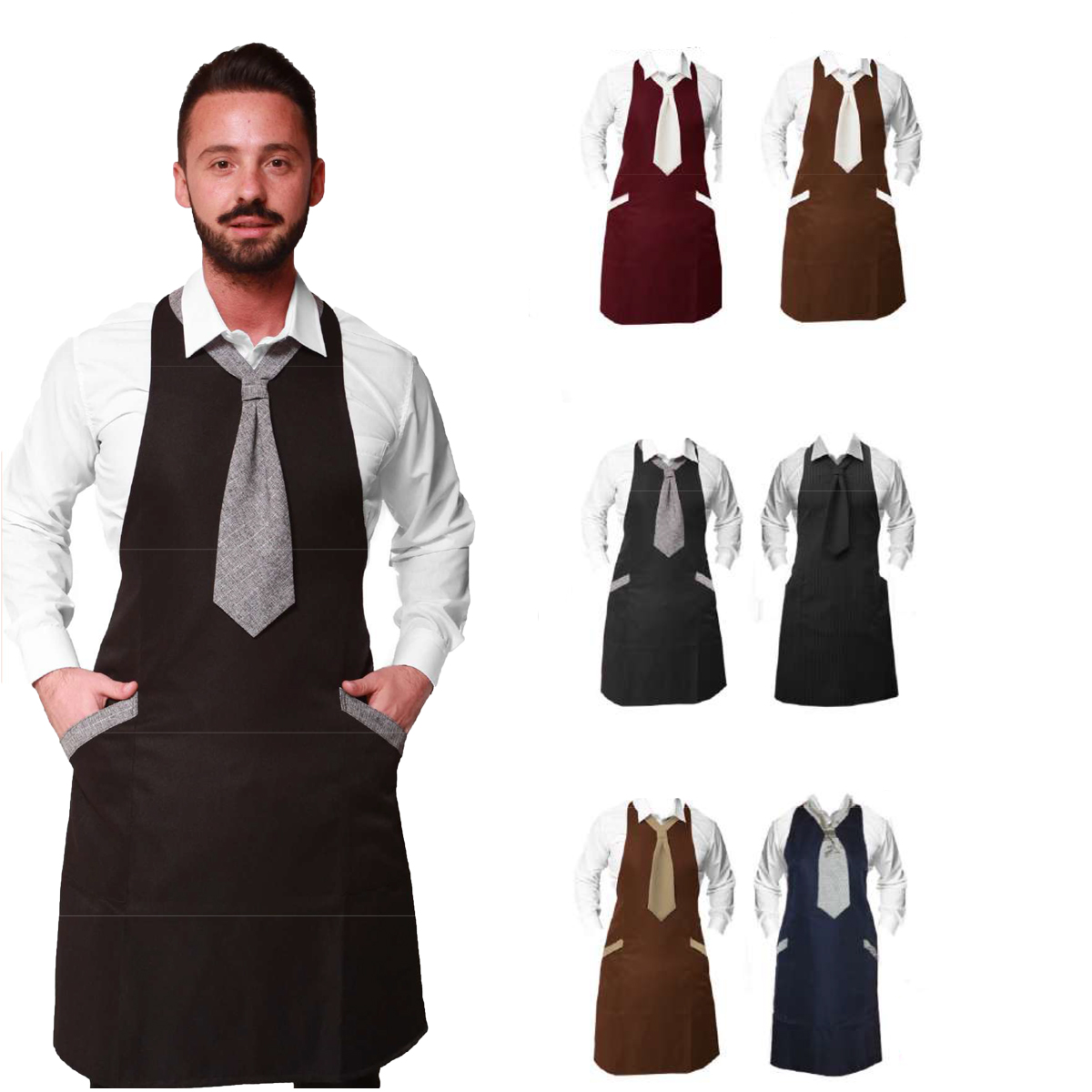 Tablier et cravate pour les serveurs. Personnalisable avec votre logo