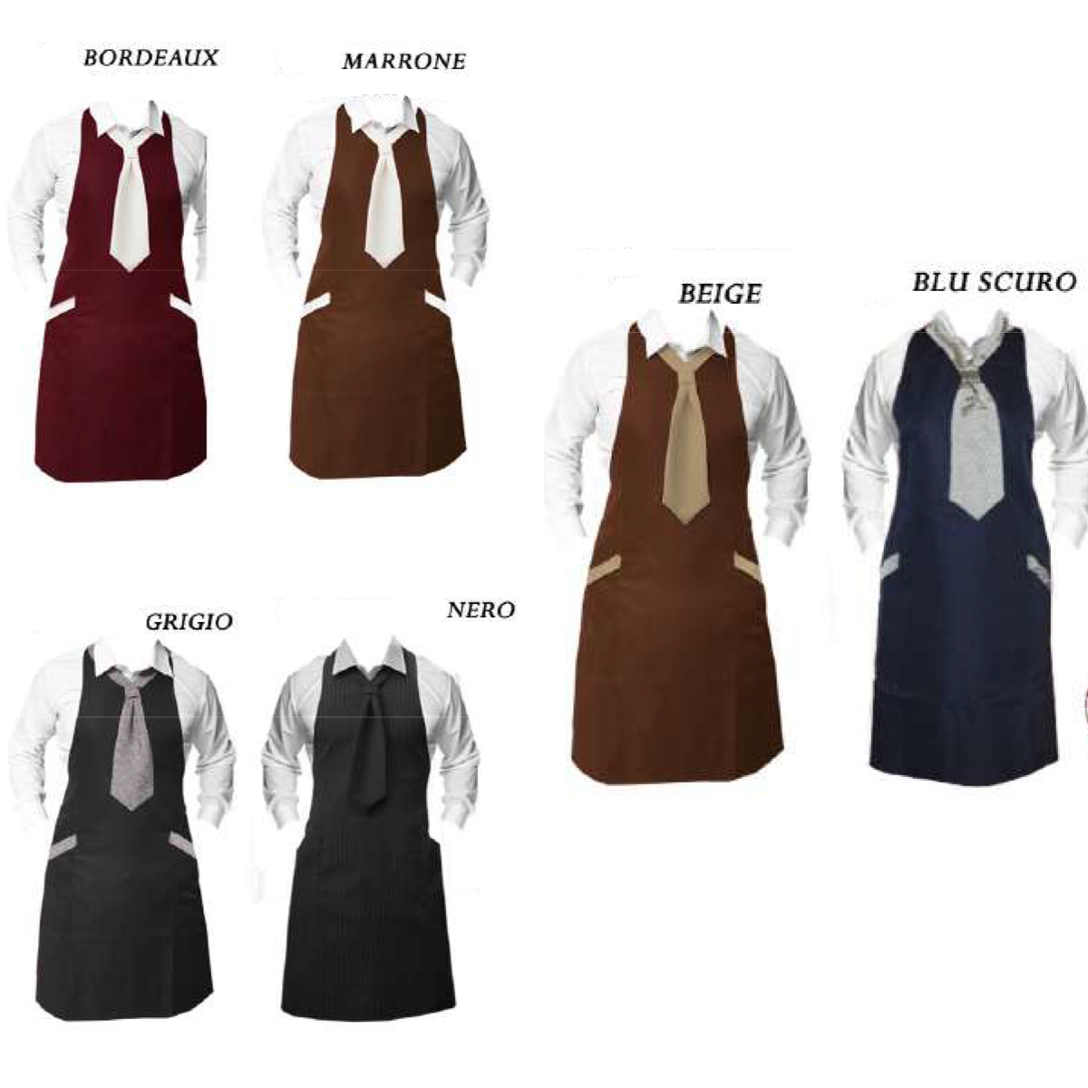 Tablier et cravate pour les serveurs. Personnalisable avec votre logo