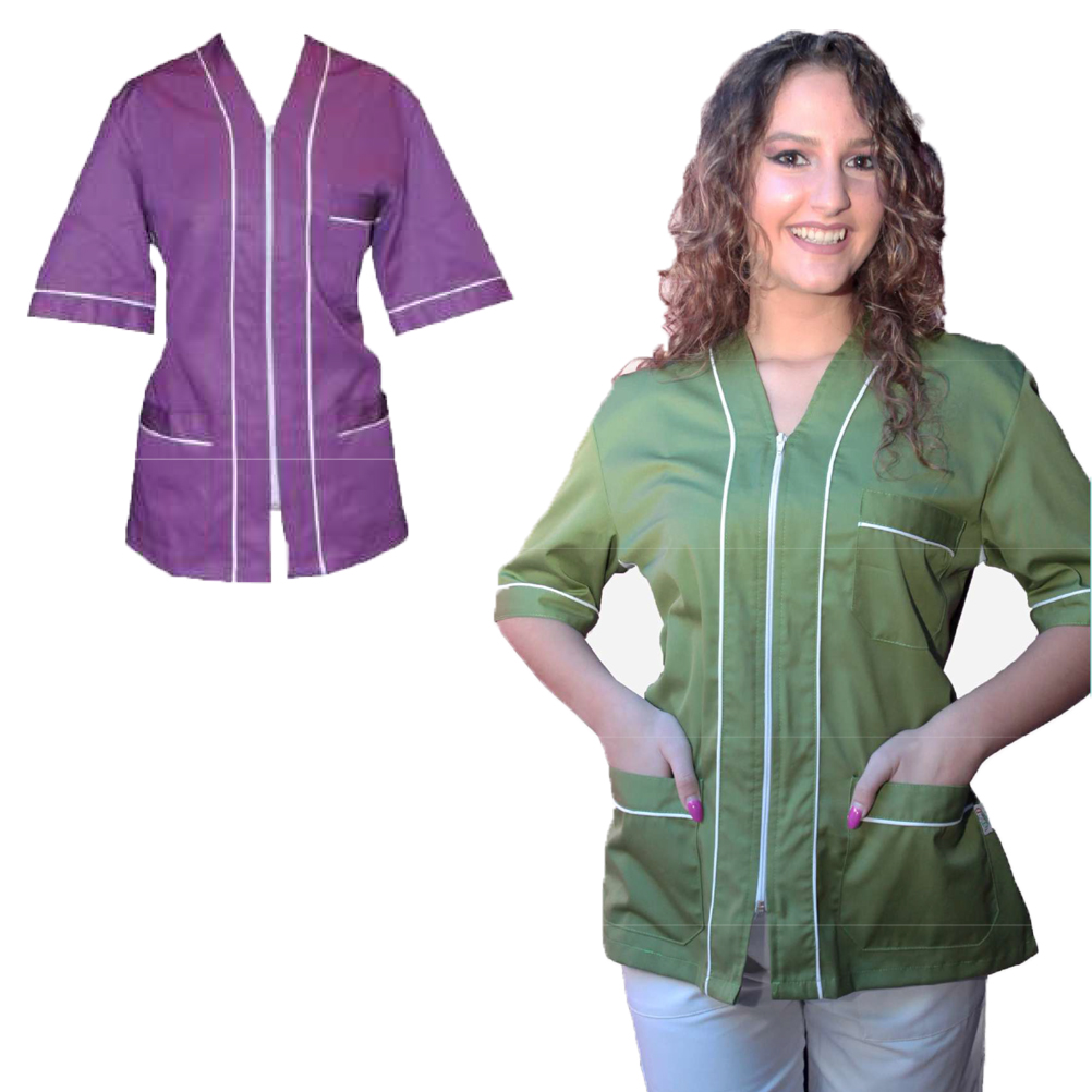 Camice da donna con zip. Personalizzabile con il tuo logo