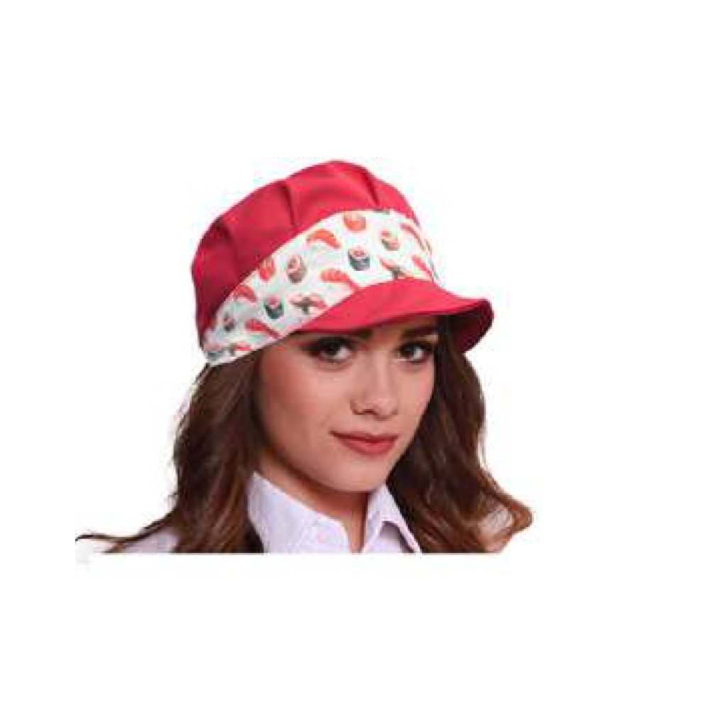 Berretto da lavoro per donna chef. Personalizzabile con il tuo logo