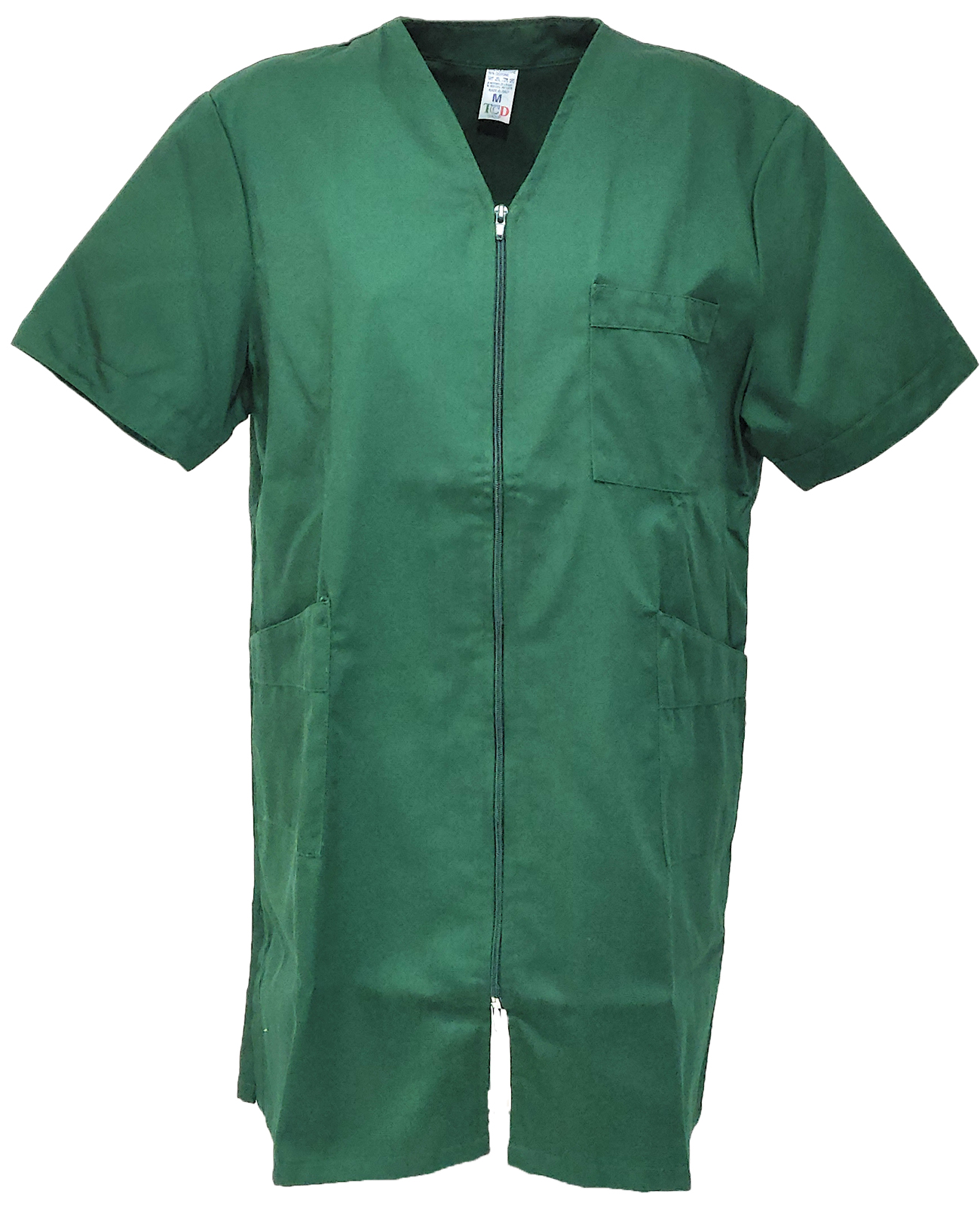 Camice da donna verde con zip. Personalizzabile con il tuo logo