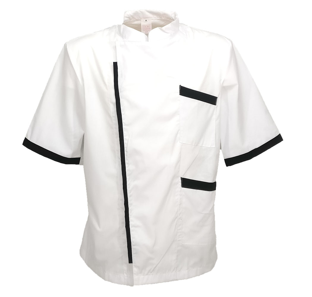 Giacca lavoro chef in cotone bianco a mezze maniche. Personalizzabile con il tuo logo