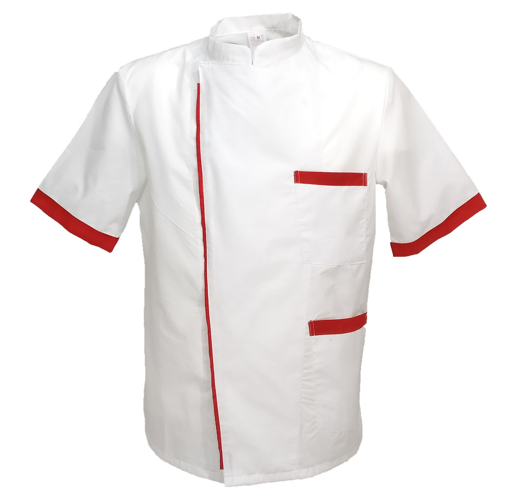 Giacca lavoro chef in cotone bianco a mezze maniche. Personalizzabile con il tuo logo