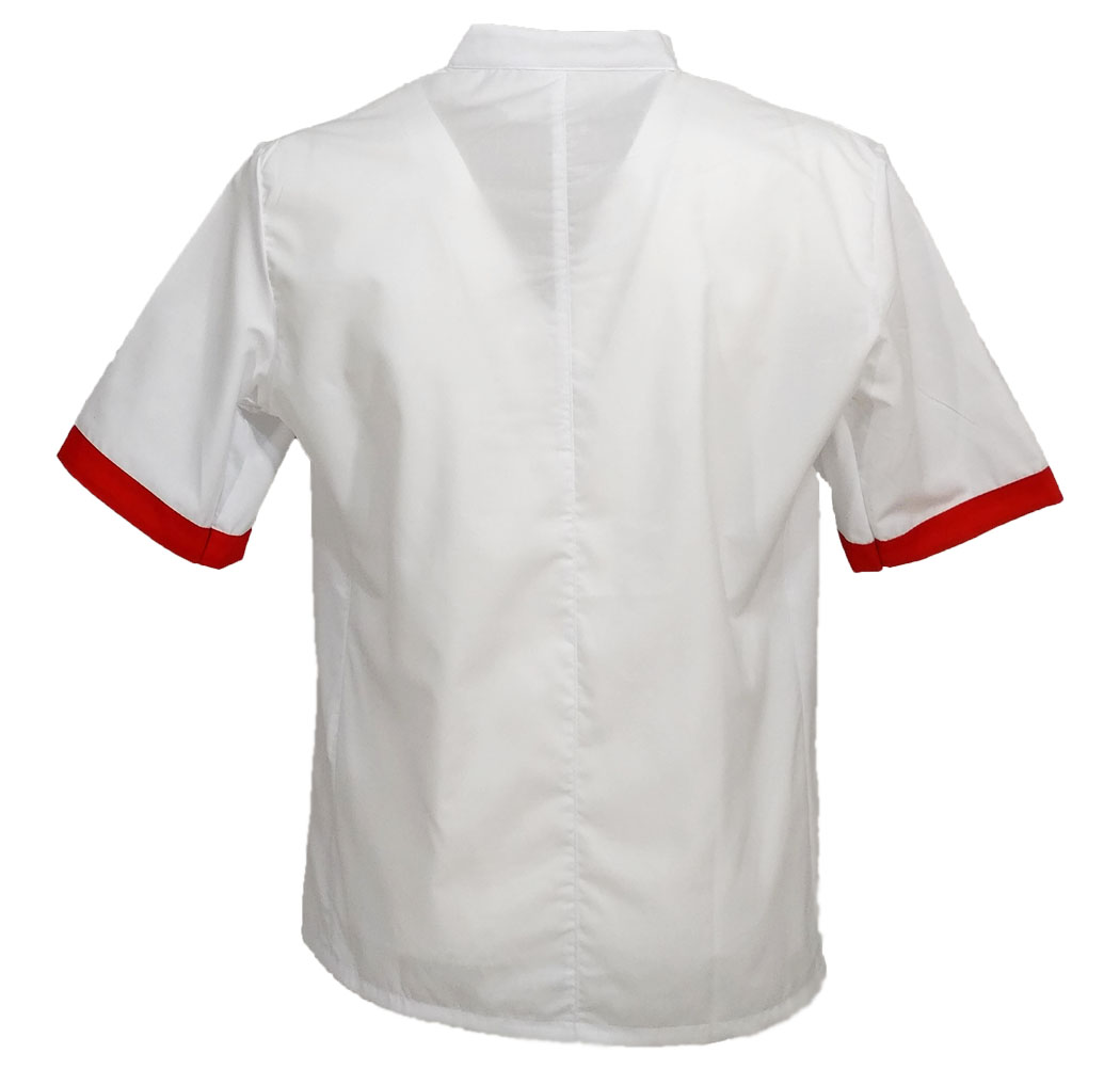 Giacca lavoro chef in cotone bianco a mezze maniche. Personalizzabile con il tuo logo