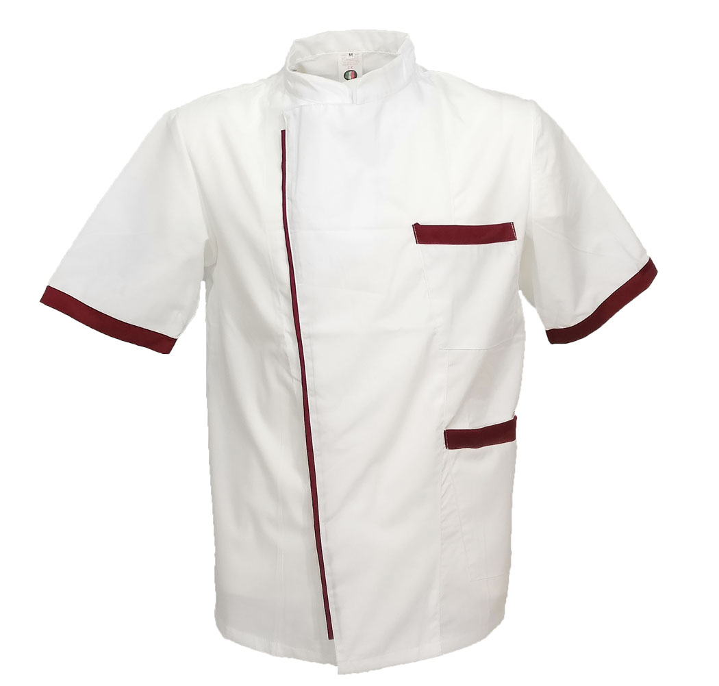 Giacca lavoro chef in cotone bianco a mezze maniche. Personalizzabile con il tuo logo