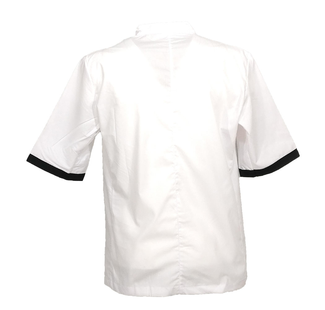Giacca lavoro chef in cotone bianco a mezze maniche. Personalizzabile con il tuo logo