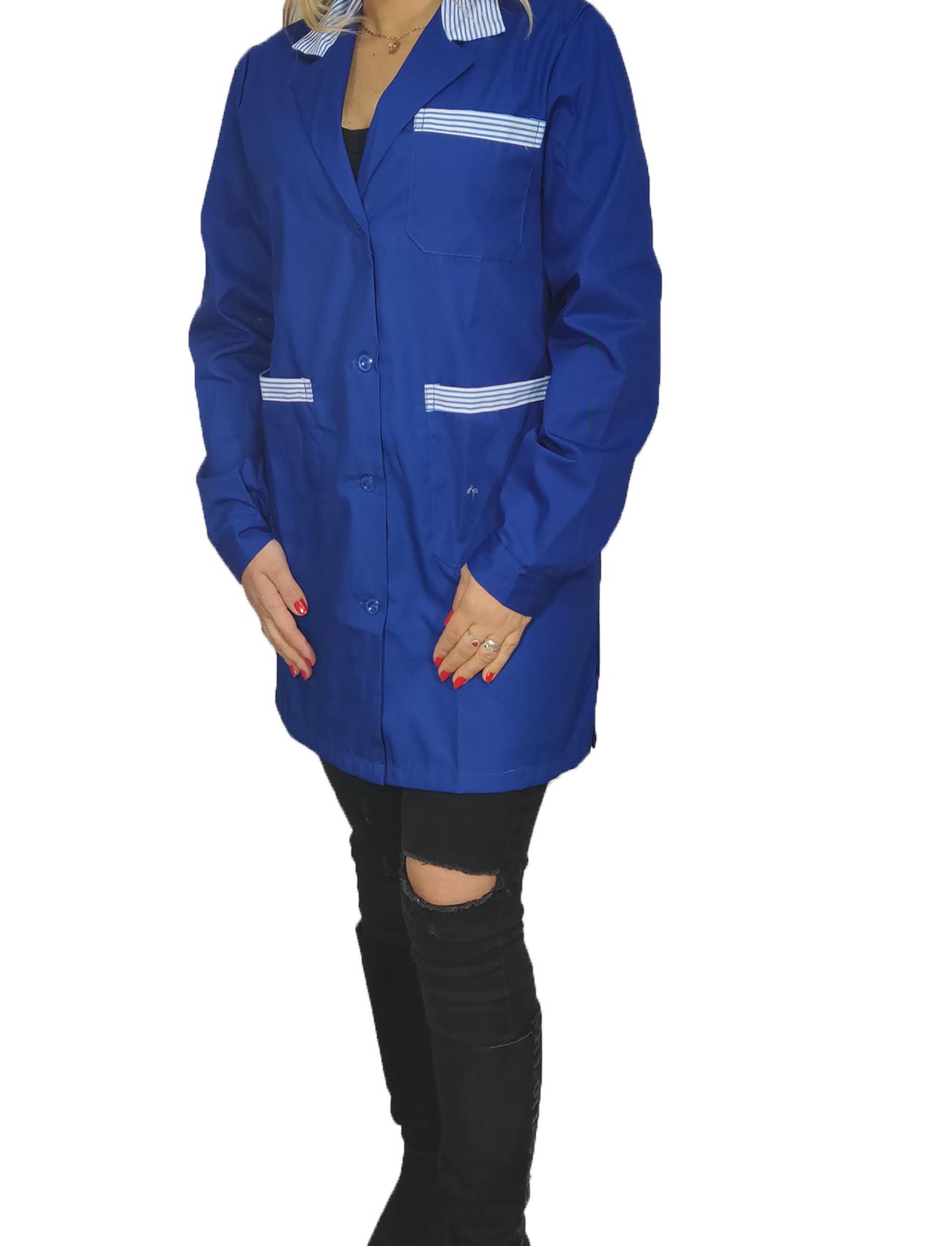 Camice da donna colletto e tasche a rigo. Personalizzabile con il tuo logo