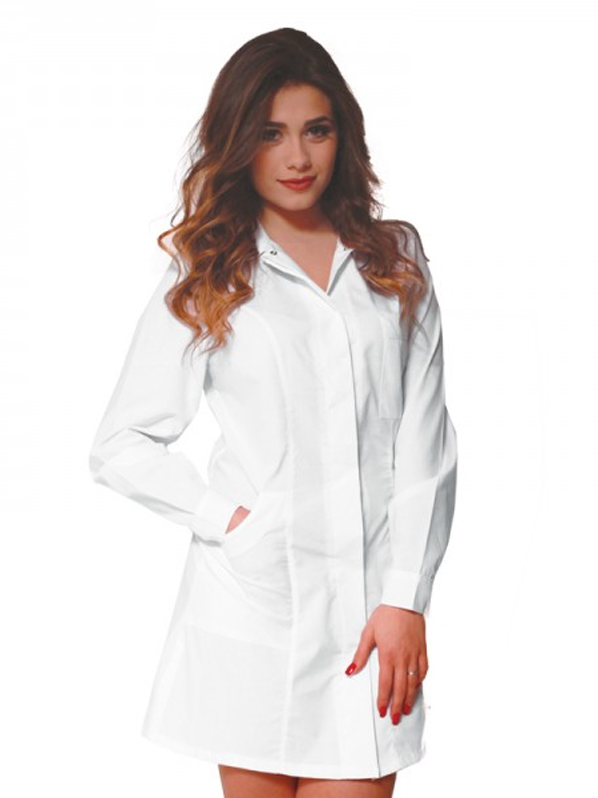 Camice Grembiule da Donna Bianco Slim. Personalizzabile con il tuo logo