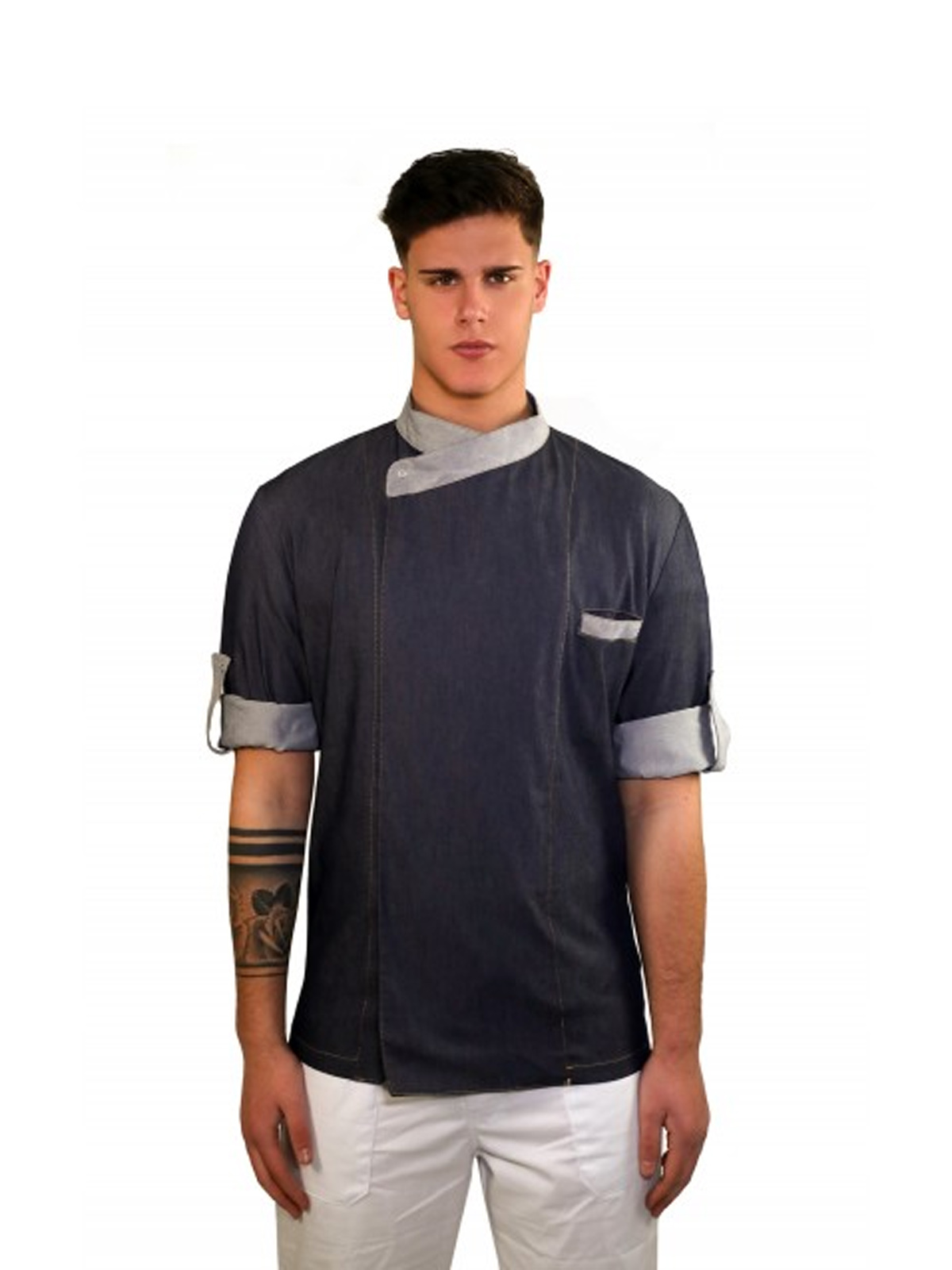 Giacca jeans da uomo con maniche accorciabili. Personalizzabile con il tuo logo