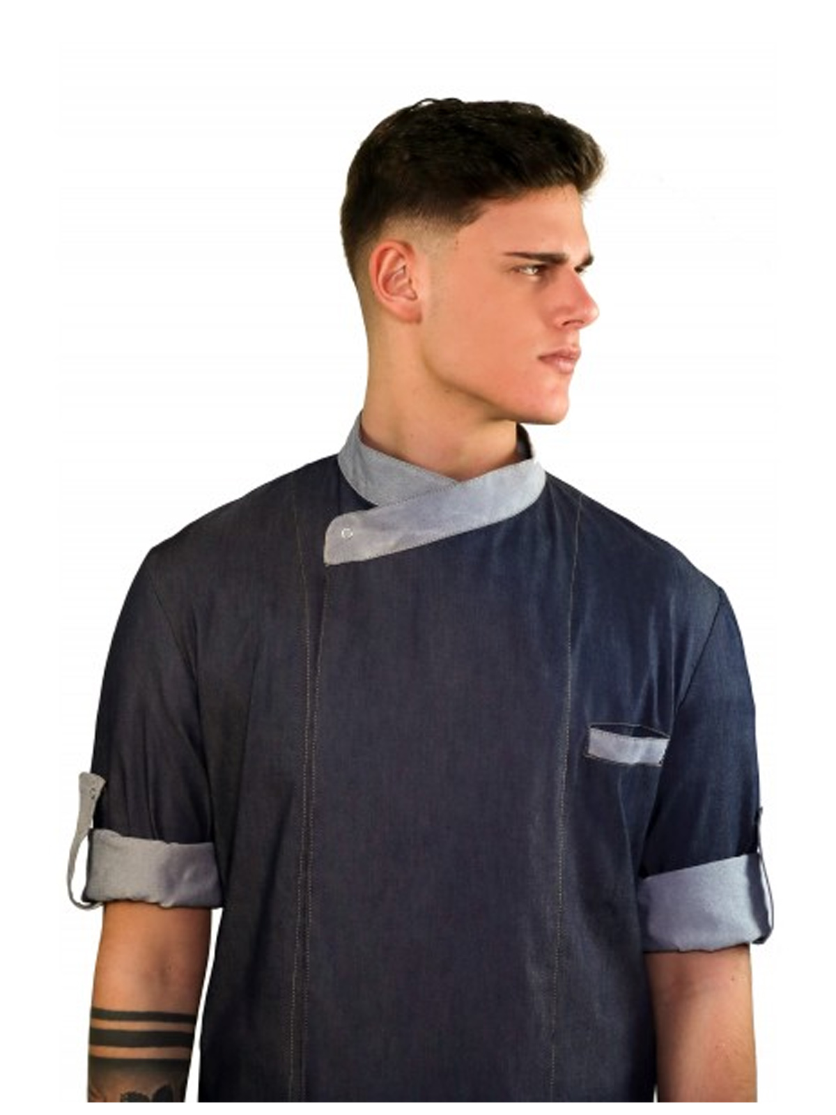 Giacca jeans da uomo con maniche accorciabili. Personalizzabile con il tuo logo