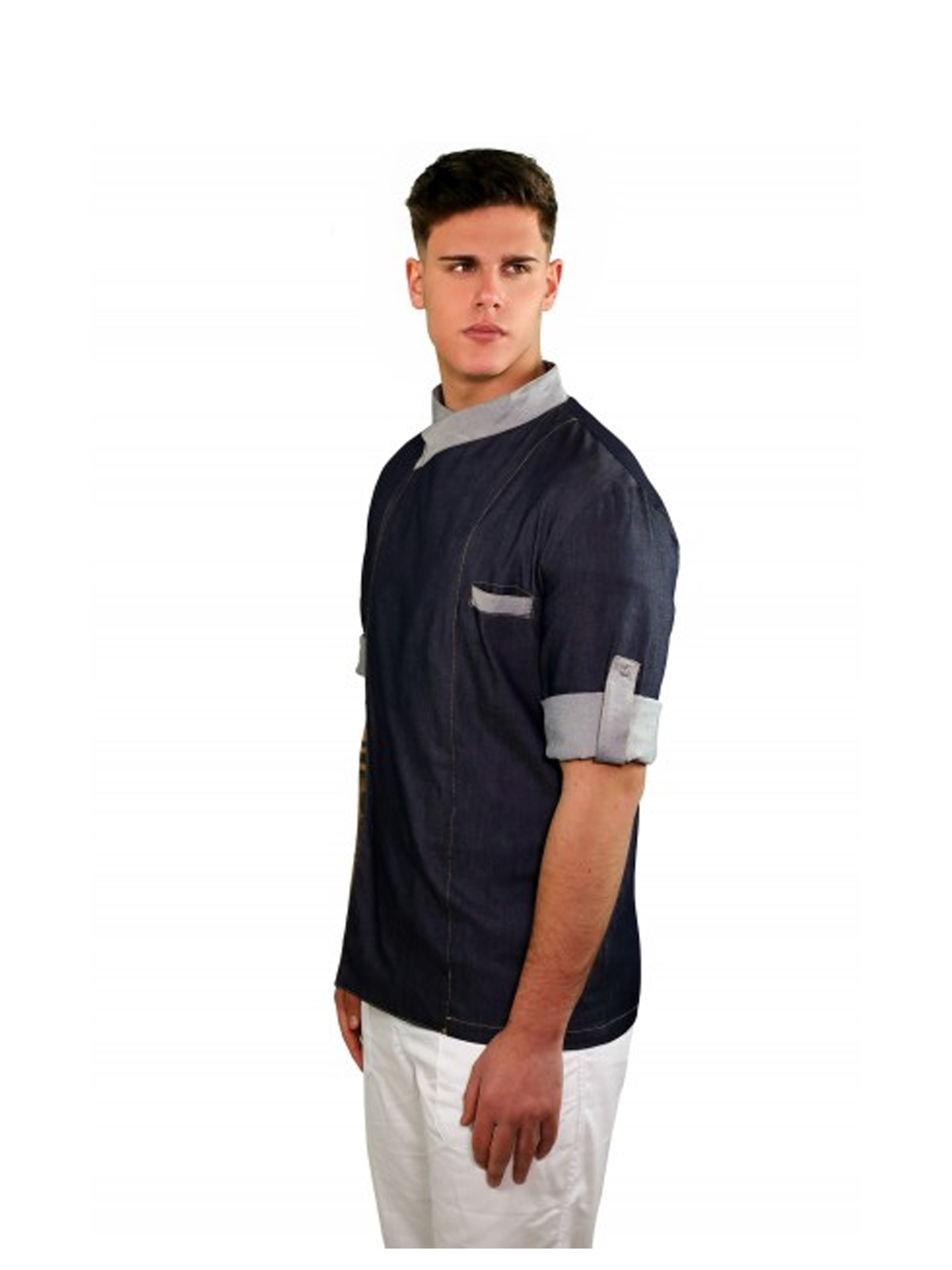 Giacca jeans da uomo con maniche accorciabili. Personalizzabile con il tuo logo