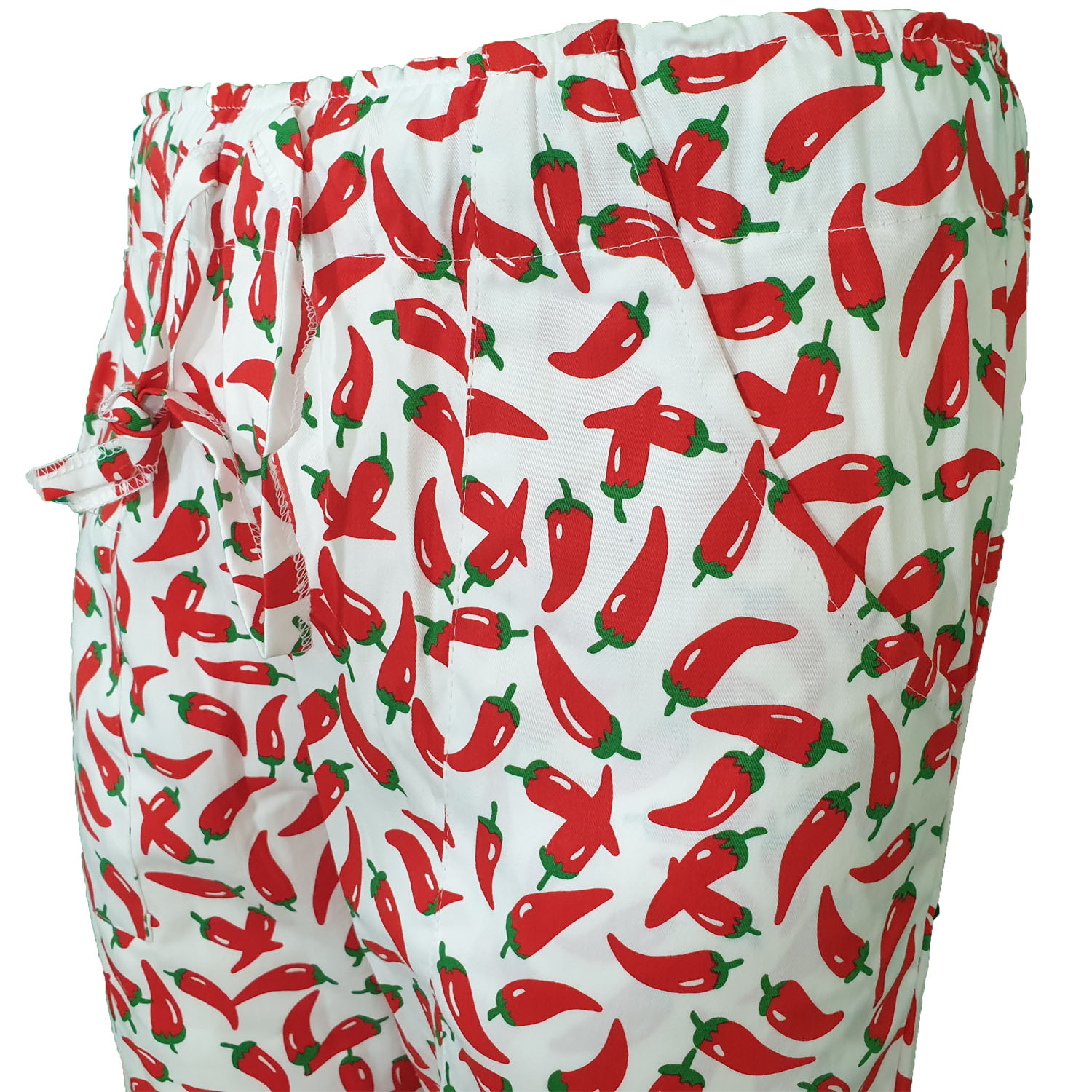 Pantaloni chef fantasia peperoncino unisex. Personalizzabile con il tuo logo