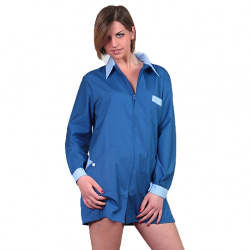 Chemises courtes pour femmes avec poche poitrine et col montant. Personnalisable avec votre logo
